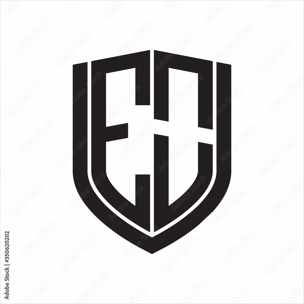 EO Logo monogram with emblem shield design isolated on white background EO Logo monogram with emblem shield design isolated on white background