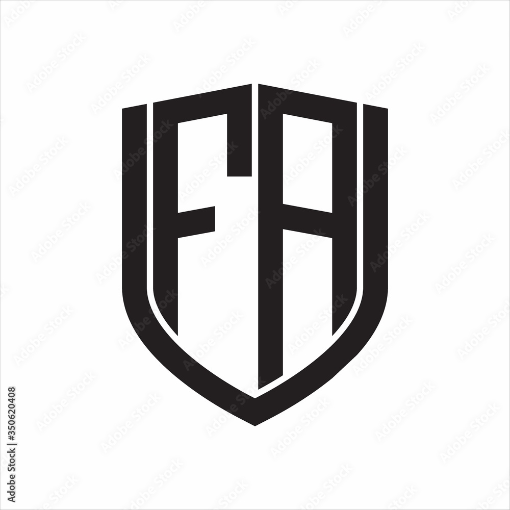 FA Logo monogram with emblem shield design isolated on white background FA Logo monogram with emblem shield design isolated on white background