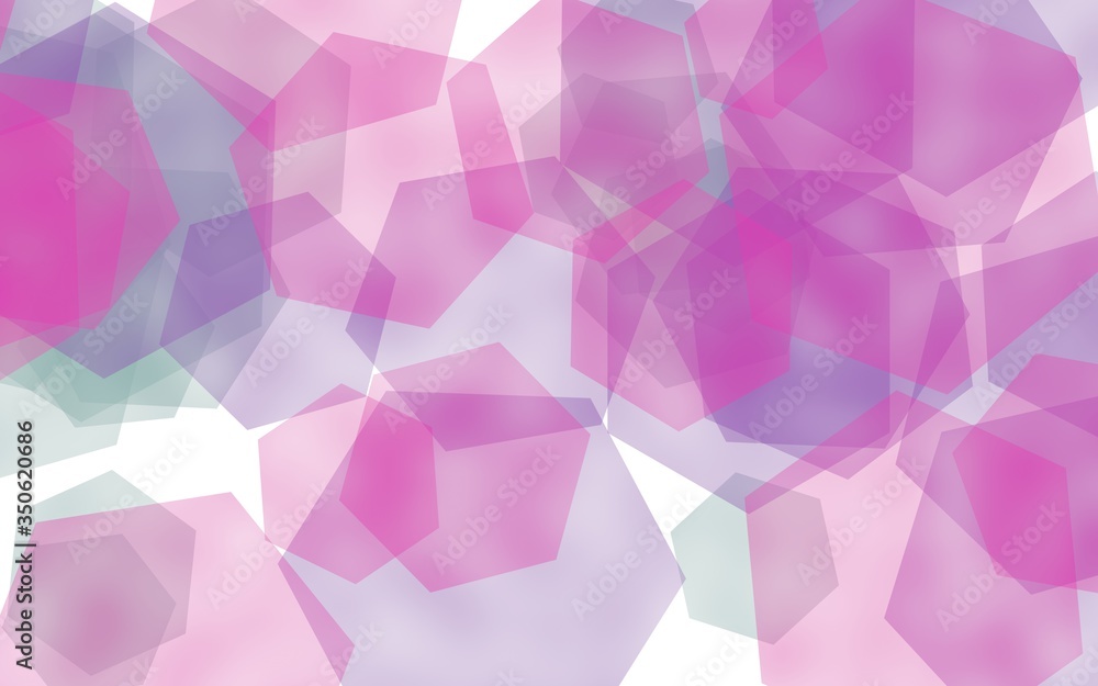 Fototapeta premium Multicolored translucent hexagons on white background. Red tones. 3D illustration