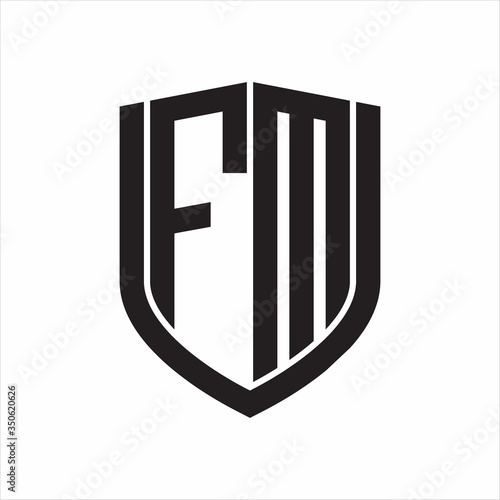 FM Logo monogram with emblem shield design isolated on white background