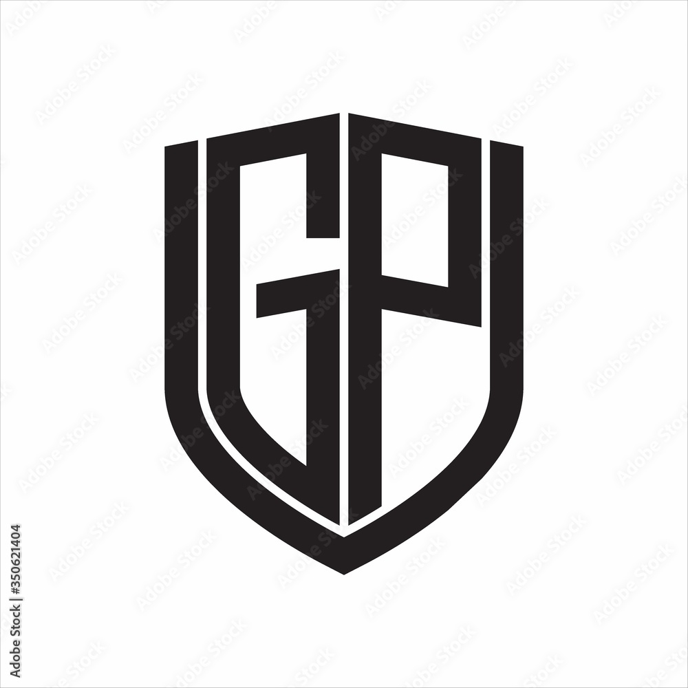 GP Logo monogram with emblem shield design isolated on white background GP Logo monogram with emblem shield design isolated on white background