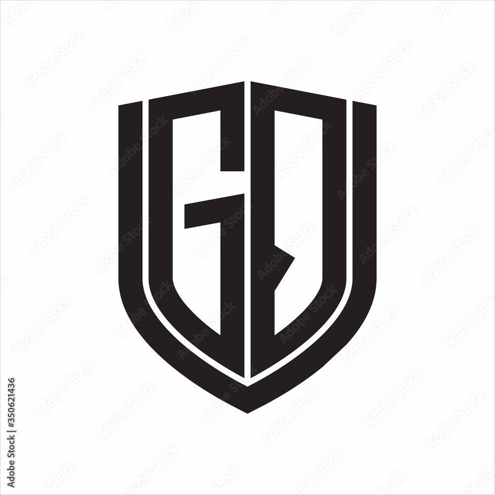 GQ Logo monogram with emblem shield design isolated on white background GQ Logo monogram with emblem shield design isolated on white background