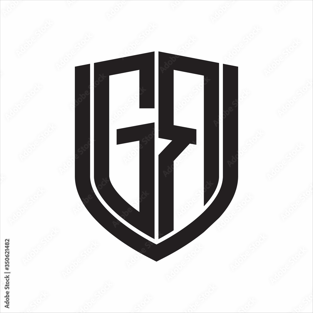 GR Logo monogram with emblem shield design isolated on white background GR Logo monogram with emblem shield design isolated on white background