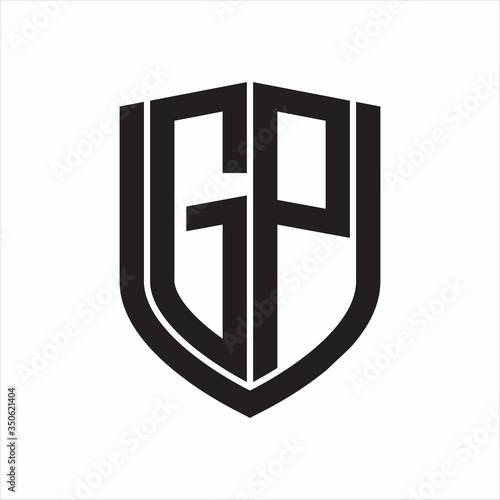 GP Logo monogram with emblem shield design isolated on white background