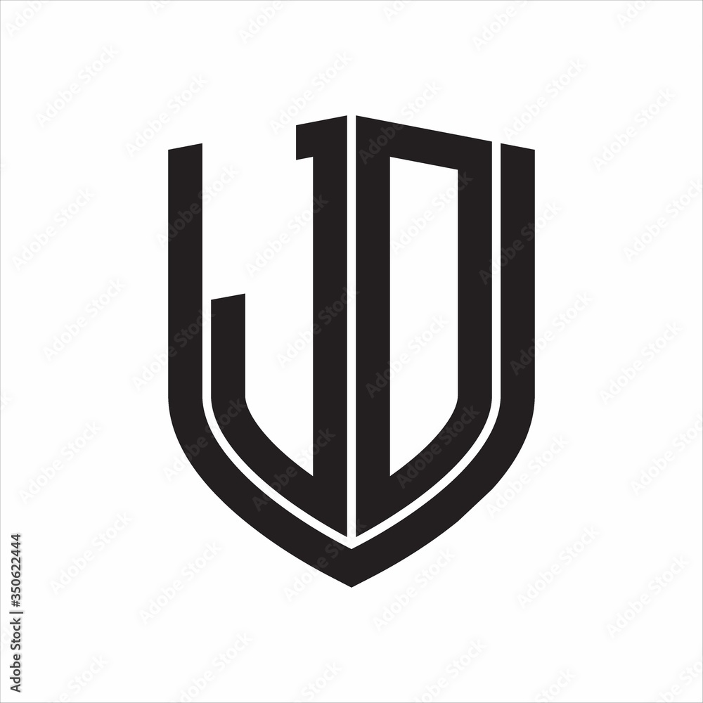 JD Logo monogram with emblem shield design isolated on white background JD Logo monogram with emblem shield design isolated on white background
