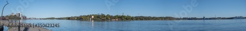 Panorama view over the inlett to Stockholm water front from the district Nacka Strand to the island Lidingö and Djurgården © Hans Baath