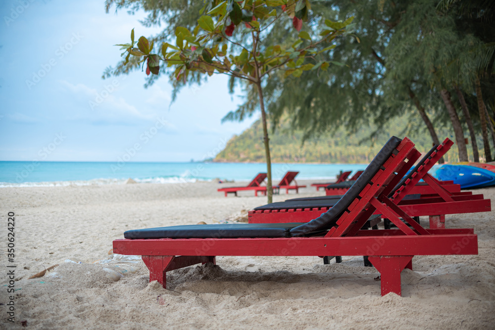 Wooden chair on the beach at Koh Kood(kood island) , Thailand