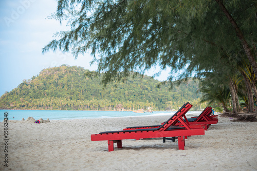 Wooden chair on the beach at Koh Kood(kood island) , Thailand
