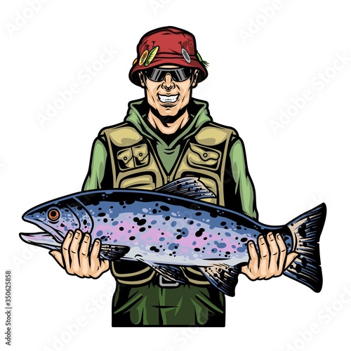 Colorful fishing vintage concept