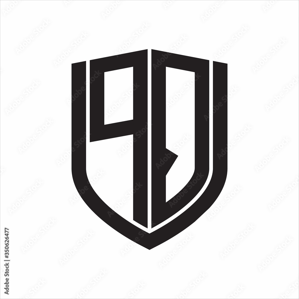 PQ Logo monogram with emblem shield design isolated on white background PQ Logo monogram with emblem shield design isolated on white background