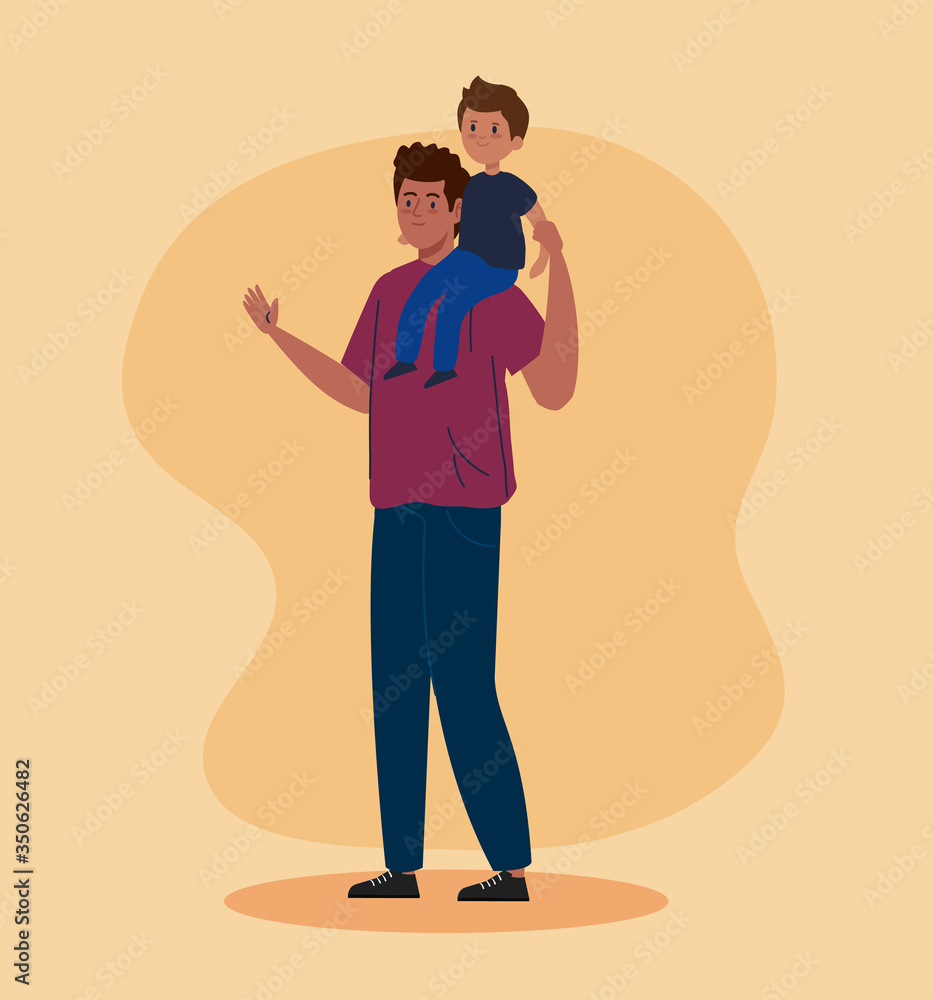 father carrying son avatar character vector illustration design father carrying son avatar character vector illustration design