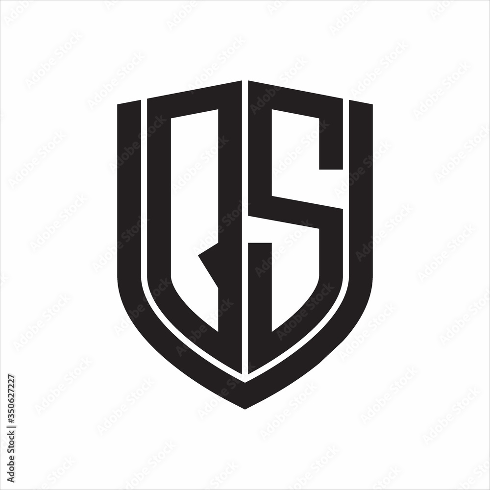 QS Logo monogram with emblem shield design isolated on white background QS Logo monogram with emblem shield design isolated on white background