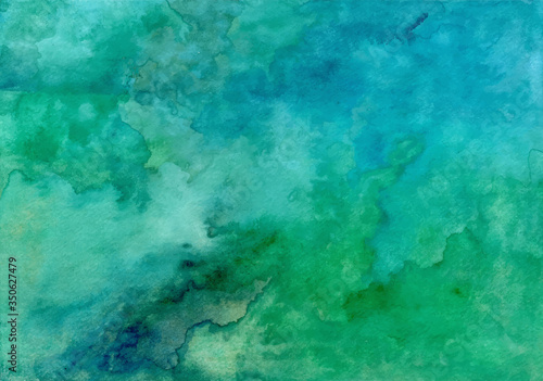 blue green abstract watercolor texture background © Asrulaqroni