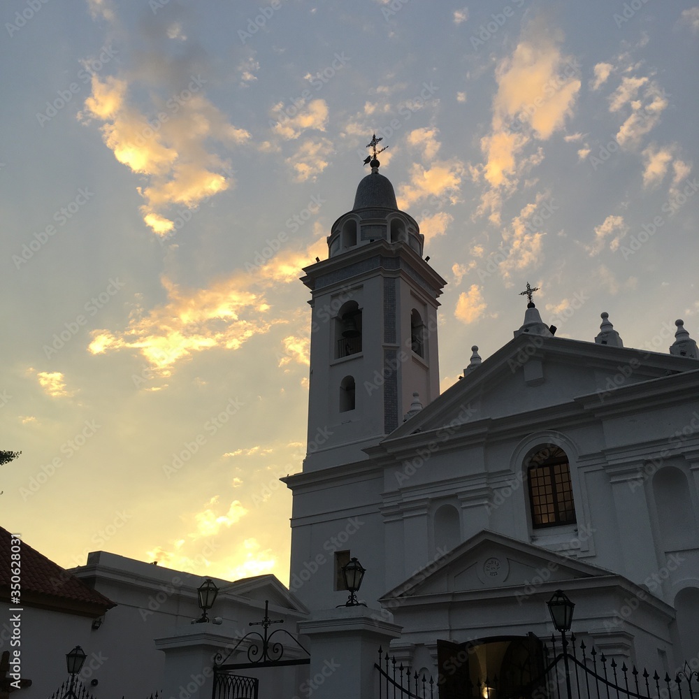 church at sunset