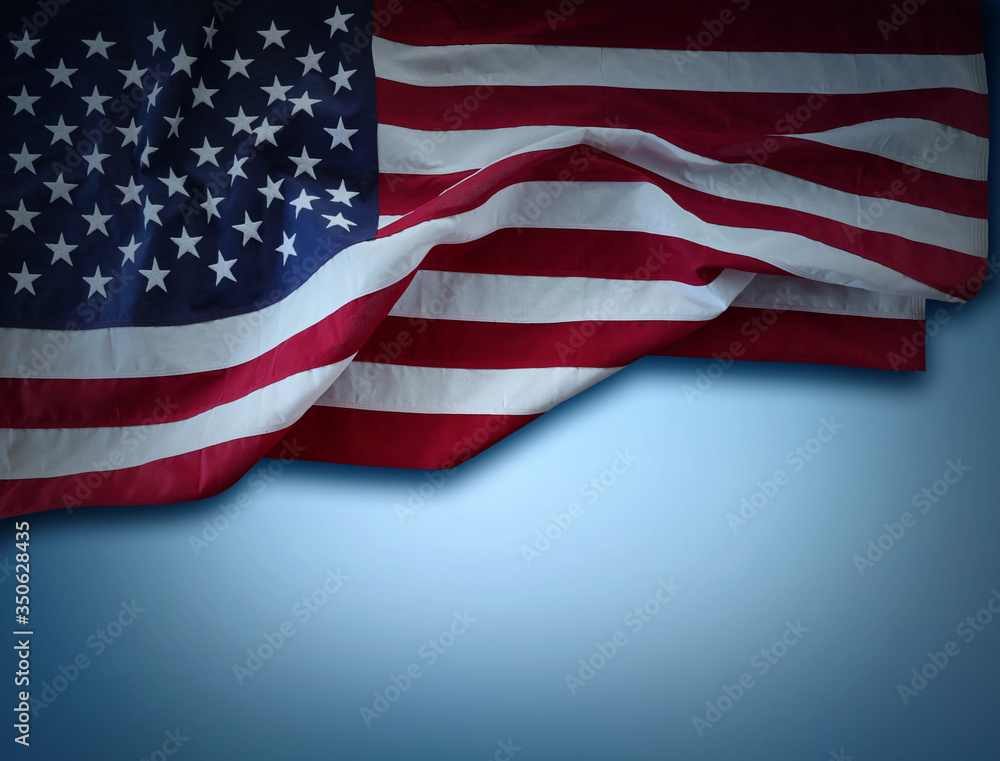 Fototapeta premium American flag on blue