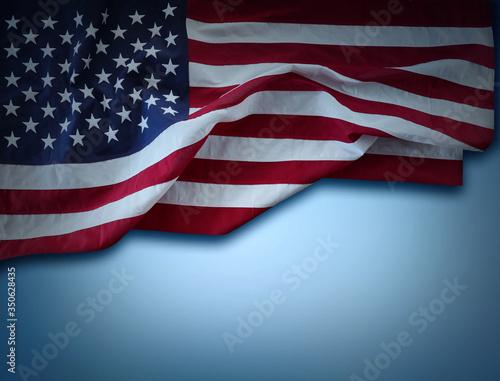American flag on blue