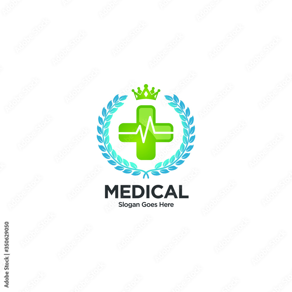 Obraz premium Medical pharmacy logo design template. Healthy Care Vector Logo Template. Medical health care logo design template