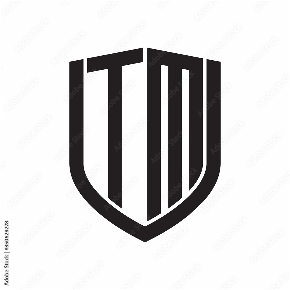 TM Logo monogram with emblem shield design isolated on white background TM Logo monogram with emblem shield design isolated on white background