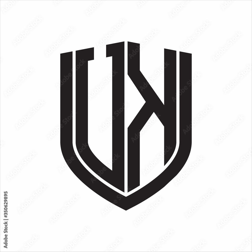 VK Logo monogram with emblem shield design isolated on white background VK Logo monogram with emblem shield design isolated on white background