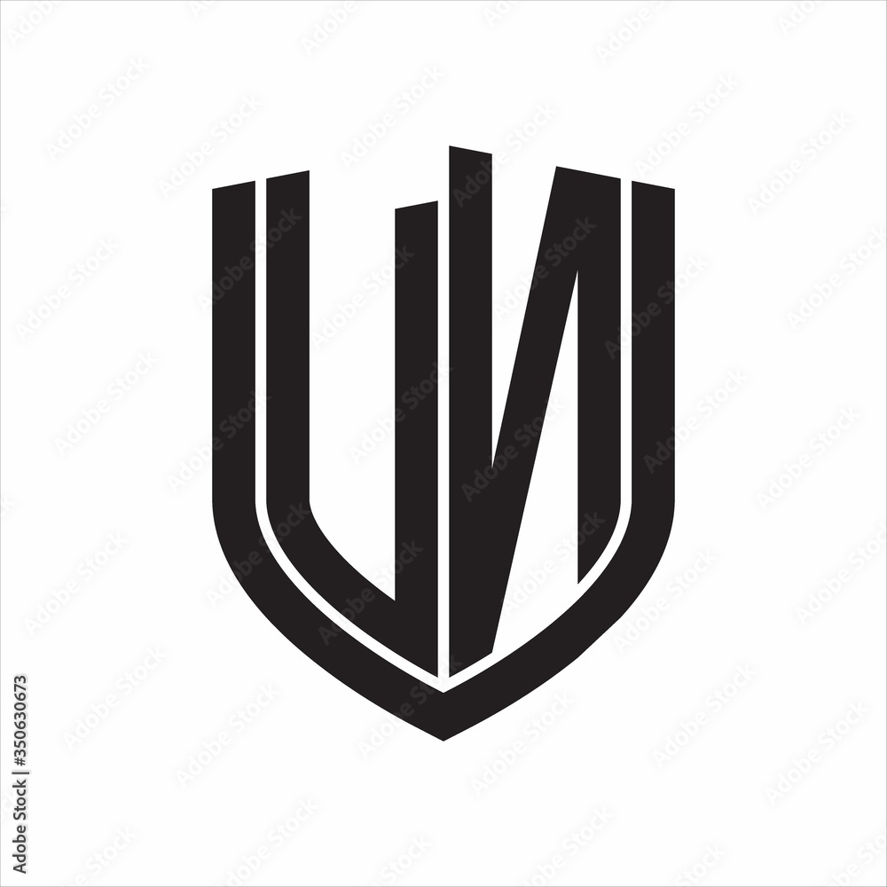 UN Logo monogram with emblem shield design isolated on white background UN Logo monogram with emblem shield design isolated on white background