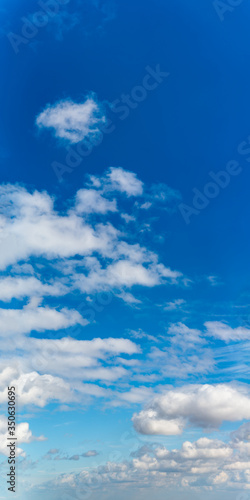 Fantastic clouds against blue sky, panorama