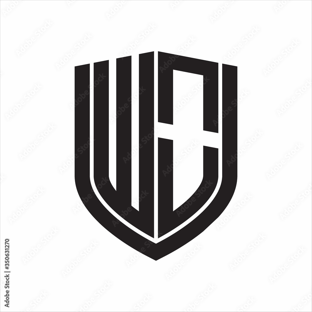 WO Logo monogram with emblem shield design isolated on white background WO Logo monogram with emblem shield design isolated on white background