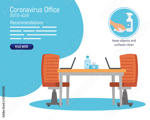campaign of recommendations of 2019 ncov at office vector illustration design