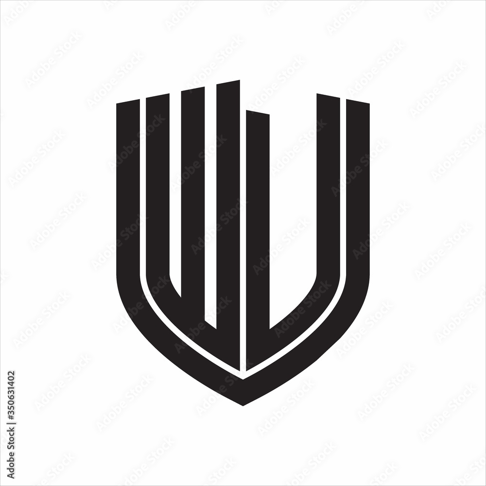 WU Logo monogram with emblem shield design isolated on white background WU Logo monogram with emblem shield design isolated on white background