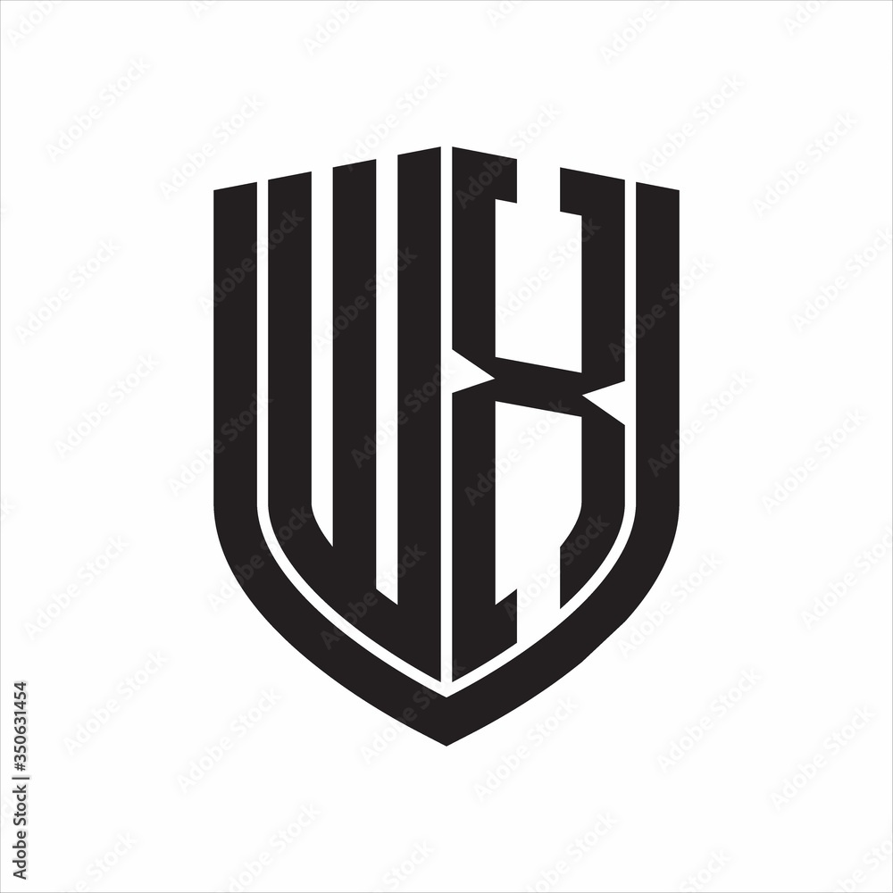 WX Logo monogram with emblem shield design isolated on white background WX Logo monogram with emblem shield design isolated on white background