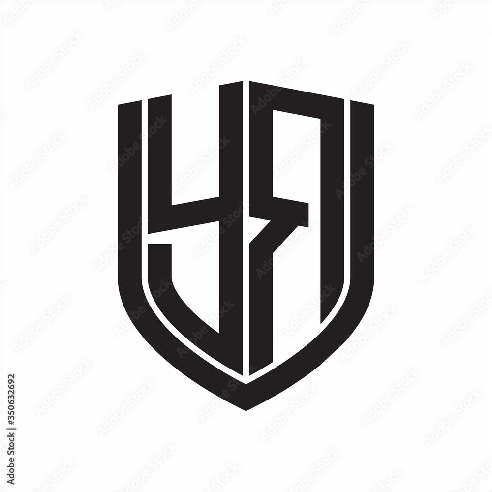 YR Logo monogram with emblem shield design isolated on white background YR Logo monogram with emblem shield design isolated on white background