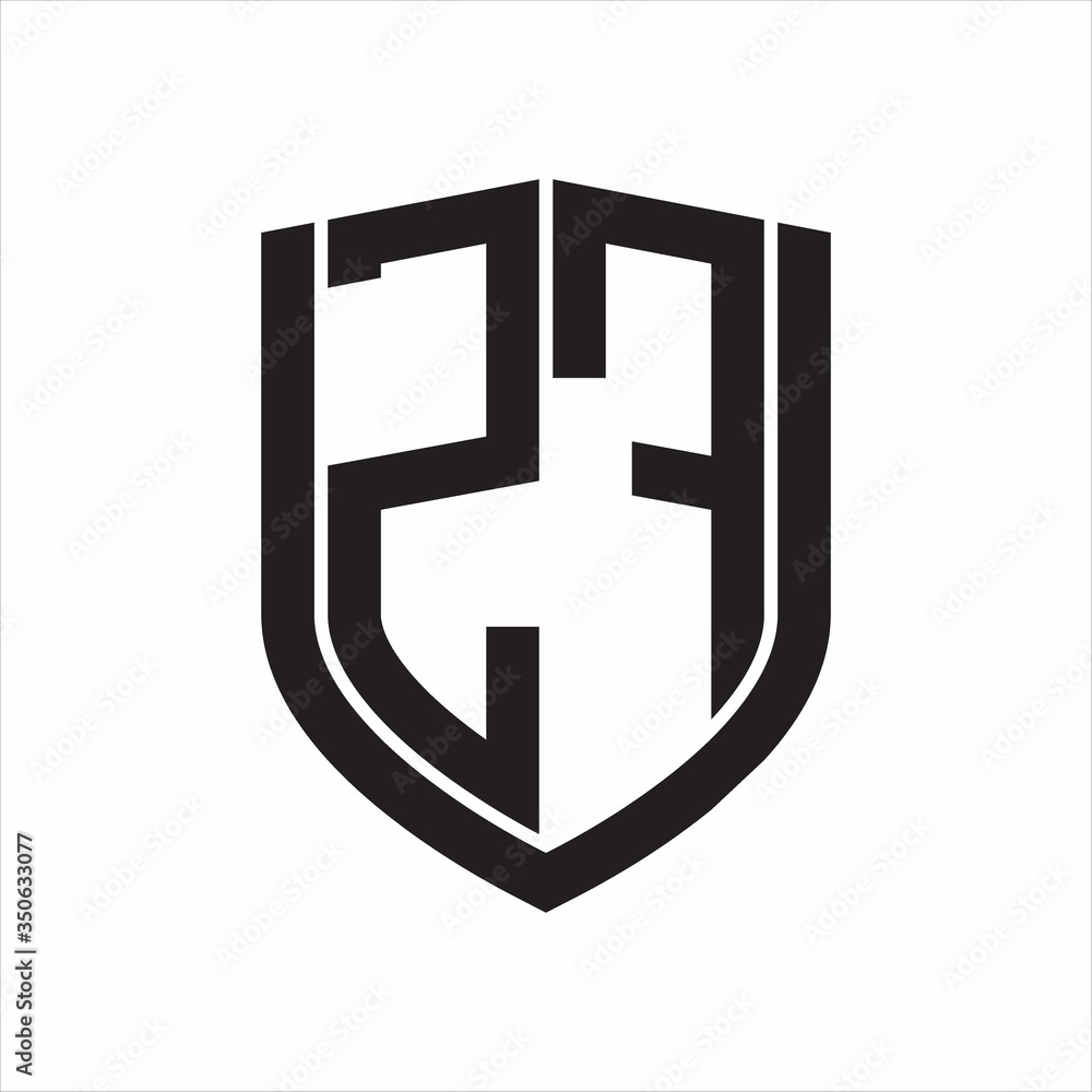 ZF Logo monogram with emblem shield design isolated on white background