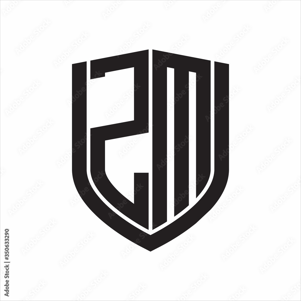 ZM Logo monogram with emblem shield design isolated on white background ZM Logo monogram with emblem shield design isolated on white background