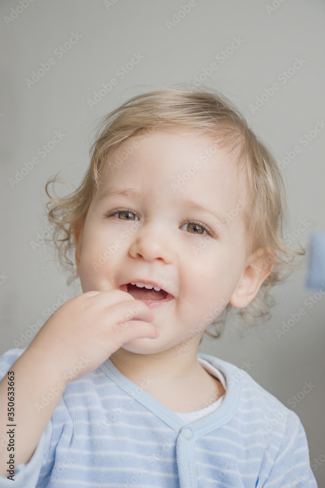 Happy sweet little baby boy portrait on white background Happy sweet little baby boy portrait on white background