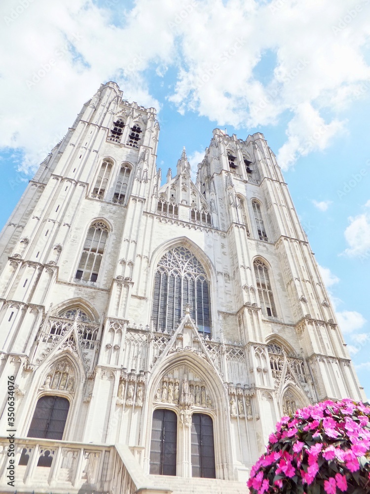 Cathedral of St. Michael and St. Gudula with flowers