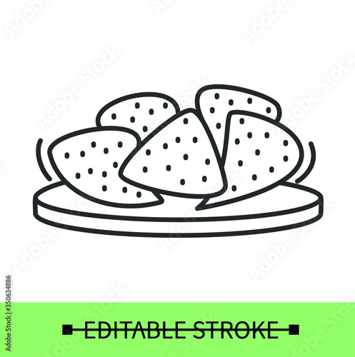Crackers line icon.Vegan gluten-free crackers
Homemade healthy snacks.Isolated linear vector food illustration.Editable stroke
