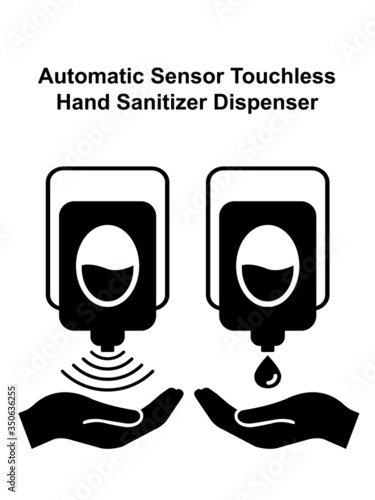 Automatic Sensor Touch Less
Hand Sanitizer Disinfectant Dispenser Vector Illustration.