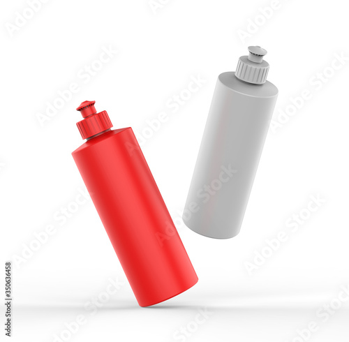 Wallpaper Mural Blank Plastic bottle with Push Pull Bottle Cap for mock up and branding, 3d render illustration. Torontodigital.ca