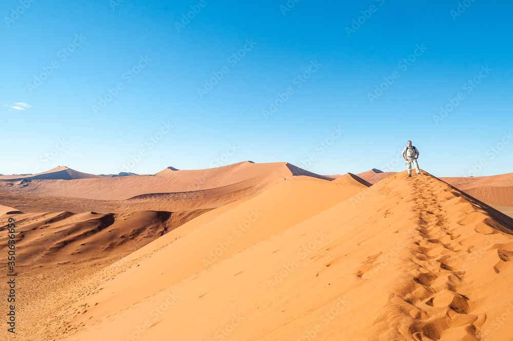 Auf dem Dünengrat in der Wüste Namib