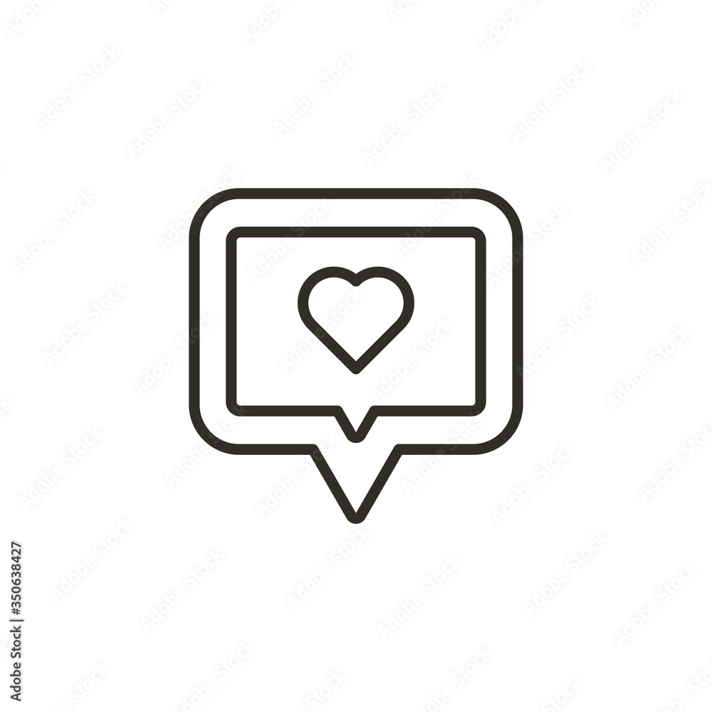 Line speech bubble with heart icon. Social media like symbol modern simple vector icon Line speech bubble with heart icon. Social media like symbol modern simple vector icon
