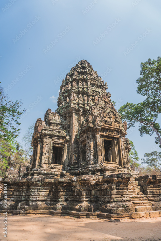 Ancient Angkor Wat Ruins Panorama. Thommanon Temple. Siem Reap, Cambodia