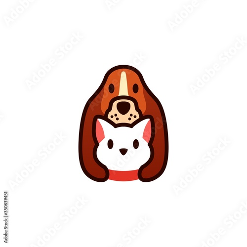 dog cat pet cartoon logo vector icon illustration