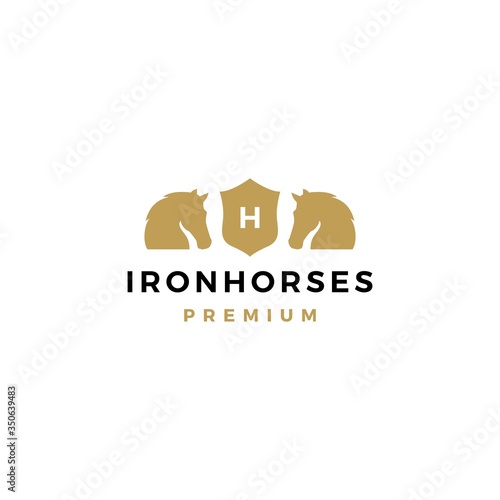 horse coat of arms logo vector icon illustration