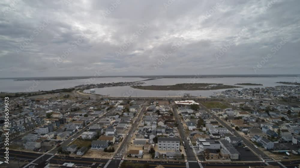 Aerial panorama of landscape house small town from a height of american Seaside Heights Bay NJ US coast community Aerial panorama of landscape house small town from a height of american Seaside Heights Bay NJ US coast community