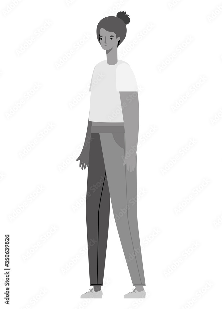 Isolated avatar woman cartoon in gray colors vector design