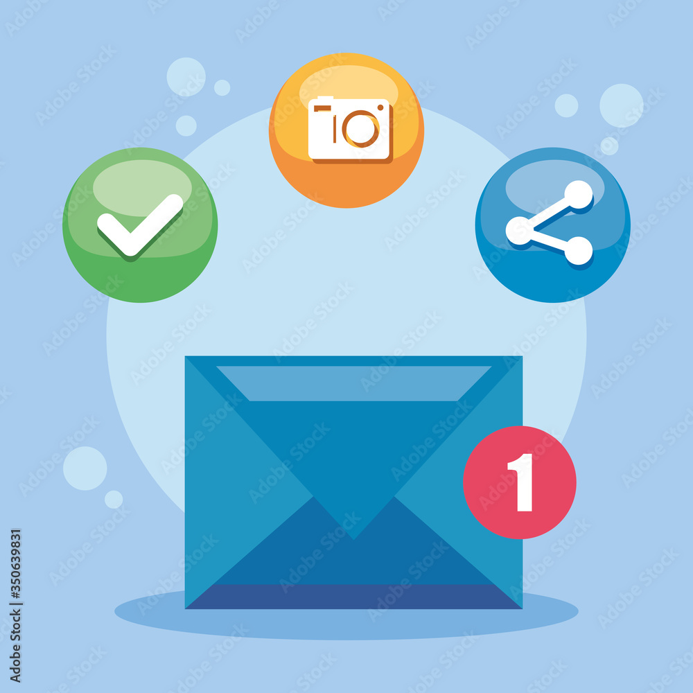 envelope and social media icons vector illustration design envelope and social media icons vector illustration design