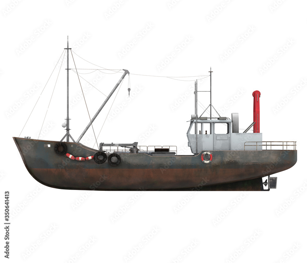 Fototapeta premium Fishing Ship Isolated