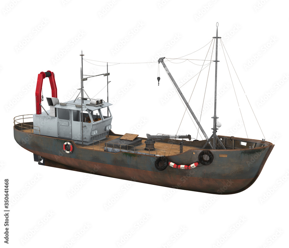 Naklejka premium Fishing Ship Isolated