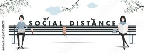 Social Distance. Business People, Office, Working Environment, Distance, outdoor, park, humans. Pandemic Period, Covid 19.