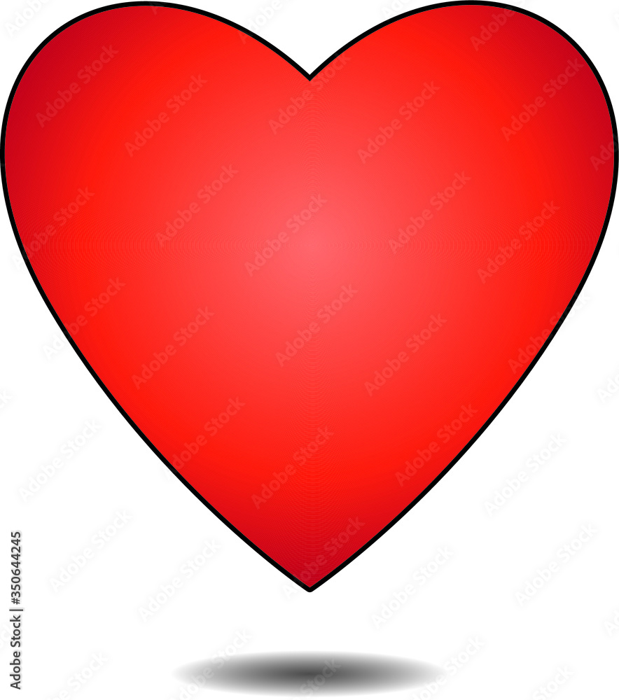 Red heart with a gradient and shadow on a white background.
Red heart with a gradient and shadow on a white background.