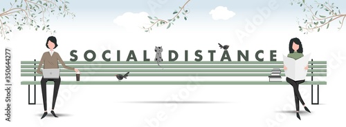 Social Distance. Business People, Office, Working Environment, Distance, outdoor, park, humans. Pandemic Period, Covid 19.